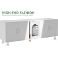 thumbnail image 2 of Litter Box Enclosure for 2 Cats, Cat Litter Box Enclosure Furniture with Double Room, Wooden Litter Box Furniture with Cat Door, White with Legs, 2 of 6