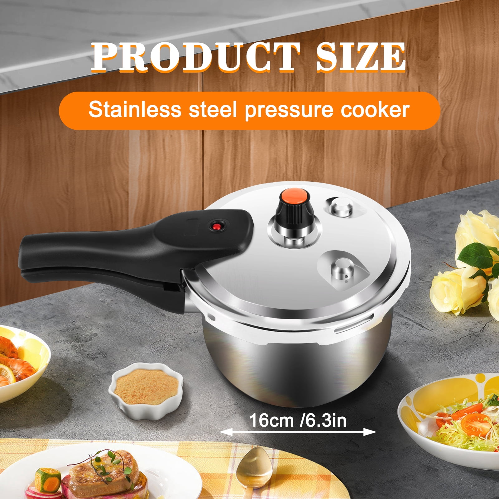 Stainless Steel Pressure Cooker, 2L Stainless Steel Pressure Cooker Cooking Various Foods For Induction Cooker