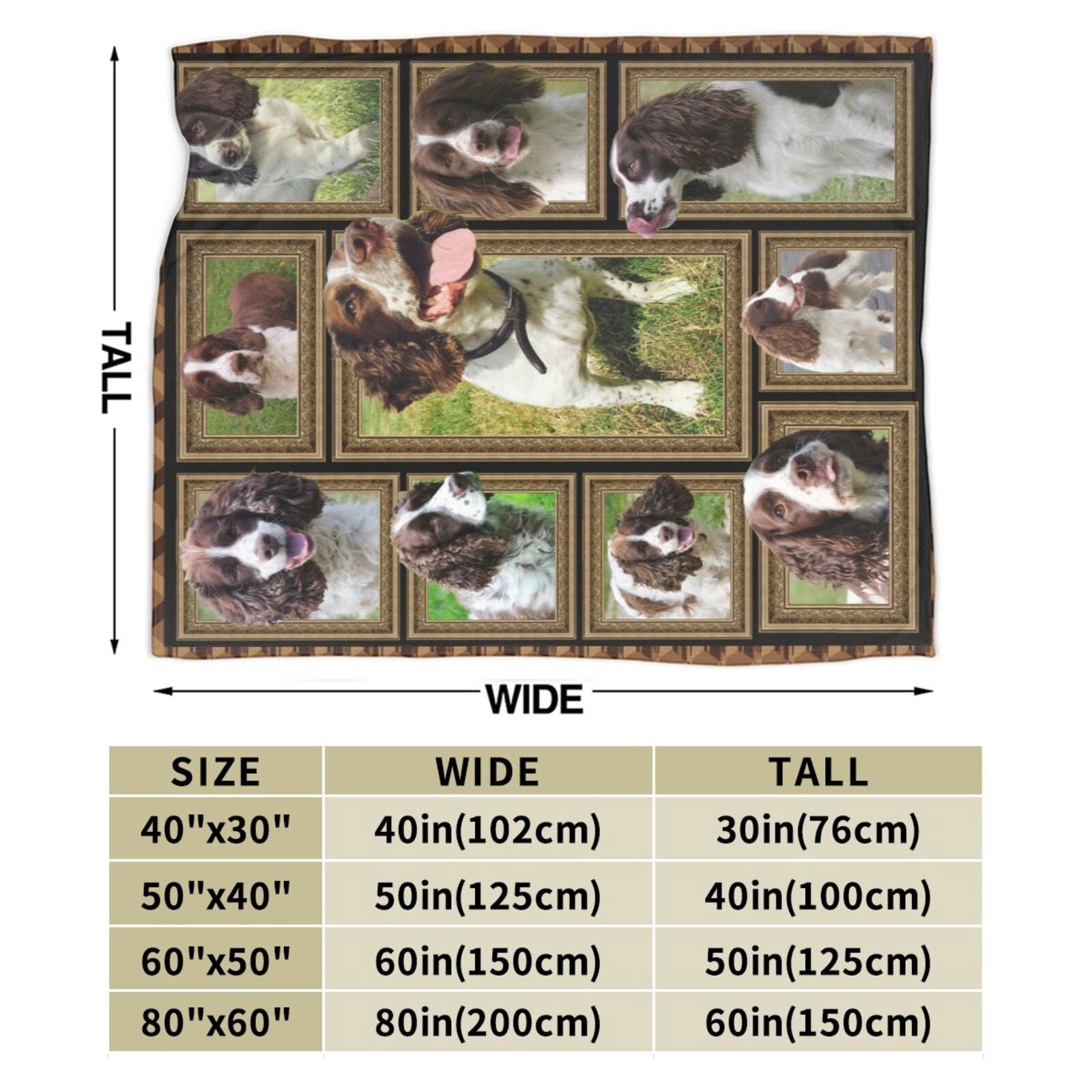 Wijzvio English Springer Spaniel Dog Throw Blanket Soft Fuzzy Fleece Blanket For Couch Bed Living Room Decoration 50"X40"