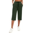 thumbnail image 3 of Cadmus Women's 15'' Long Bermuda Shorts Below The Knee Capri Sweatpants Loose Comfy Athletic Shorts with Pockets,Olive Green,XX-Large, 3 of 6