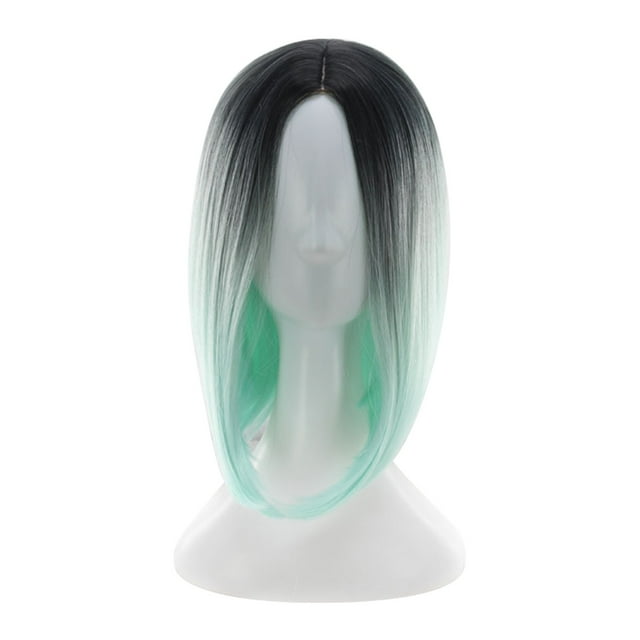 WIFKLSIIPG Party Wig Gradient Short Straight Hair Highlight Female Wig Wig Realistic Straight with Flat Bangs Synthetic Colorful Daily Party Wig Natural as Real Hair