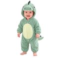 thumbnail image 3 of CUZIBR Baby Dinosaur Onesie Boy Girl Hooded Fuzzy Romper Zip Up Long Sleeve Soft Jumpsuit,Green,6-9 Months, 3 of 9