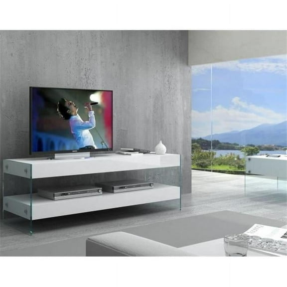 J & M Furniture 179601-MTV Cloud Mini TV Base - White High Gloss