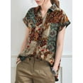 thumbnail image 3 of ZANZEA Women Short Sleeved Vintage Printed Blouse Cotton Loose Tops, 3 of 5