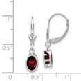 thumbnail image 2 of 14k White Gold 7x5mm Oval Garnet Leverback Earrings, 2 of 2