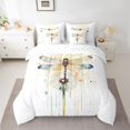 thumbnail image 2 of jejeloiu Boho Dragonfly 7pcs Bedding Comforter Set,Vintage Splash Ink Queen Bedding Sets For Girls Women Reversible, 2 of 8