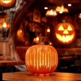 thumbnail image 4 of Starry Night Glass Pumpkins, Twinkle LED Light Pumpkins, Halloween Pumpkin Night Light, Set of 2 with Built-In Timer, One-Button Control, Perfect for Bedroom, Hallway & Home, 4 of 9