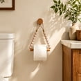 thumbnail image 4 of Djiypn Rope Wall Toilet Paper Holder, Rustic Tissue Rolls Paper Holder Wall Mounted, Nautical Rattan Bathroom Accessories Bathroom Decor - No Punching, 4 of 7
