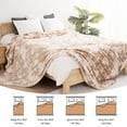 thumbnail image 4 of VK·LIVING Faux Rabbit Fur Reversible Throw Blanket,Super Soft 3D Striped Fuzzy Cozy Thick Ribbed Blankets,Tie-Dye Brown,90"x 90", 4 of 11