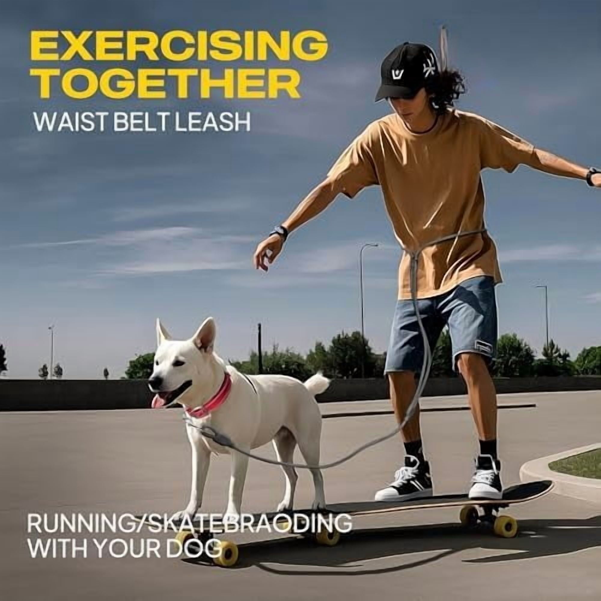 Hands Free Dog Leash for Large Dogs Heavy Duty, Adjustable Crossbody/Waist Leash for Small/Medium/Large Dogs, Waterproof Hands-Free Dog Leashes for Running, Walking & Training(L, Black)