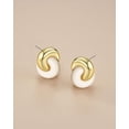 thumbnail image 3 of SNGIA 18K Gold Plated Butter Interlock Stud Earrings for Women, Round Statement Design, 3 of 6