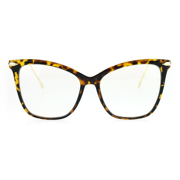 Womens Oversize Elegant Cat Eye Horn Rim Clear Lens Eye Glasses Tortoise