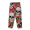 thumbnail image 5 of Bingfone Pajamas For Women,Skull And Roses Pajama Pants With Pockets-Small, 5 of 9