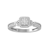 Araiya Fine Jewelry 10K White Gold Round-shape Lab Grown Diamond Cluster Engagement Ring ( 1/5 cttw, D-F Color, VS Clarity) Size 10
