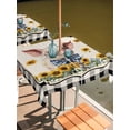 thumbnail image 2 of Outdoor Tablecloths with Umbrella Hole & Zipper, Pig Sunflowers 60x60 Inch Square Tablecloths, Yellow Floral Black White Checkered Rustic Waterproof Table Cloth, Patio/Pool/Picnic Table Covers, 2 of 8