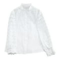 thumbnail image 6 of Nfurl Womens Lace Long Sleeve Shirts Elegant Embroidery Button Down Stand Collared Shirt Casual Hollow Out Solid Color Tshirts 2025 Fall Tops White XL, 6 of 10