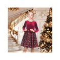 thumbnail image 2 of Sunny Fashion Girls Dress Burgundy Velvet Tartan Snowflake Tulle Bow Long Sleeve Christmas Winter 8 Years, 2 of 8