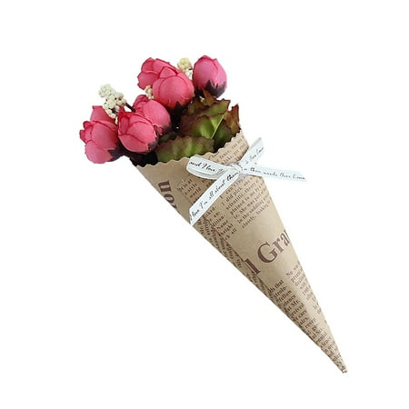 

Hlandsky Artificial Mini Newspaper Packaging Flower Kraft Paper Wrapping Florist Bouquet for Christmas Party Thanksgiving Home Party Decorations 1 Bunch Yellow Faux Flowers Look Real (E)