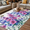 thumbnail image 2 of Fsddascl Watercolor Pink Blue Floral Outdoor Rug for Patio/Deck/Porch, Non-Slip Large Area Rug 4 x 6 Ft, Spring Botanical Leaves Indoor Outdoor Rugs Washable Area Rugs, Reversible Camping Rug Carpet, 2 of 5