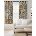 thumbnail image 2 of Vintage Boho Blackout Curtains, Light Blocking Print Window Curtains, Chic Farmhouse Neutral Morocco Geometric Thermal Insulated Window Drapes for Living Room Kitchen Cafe 2 Panels, 104"W x 52"L, 2 of 9