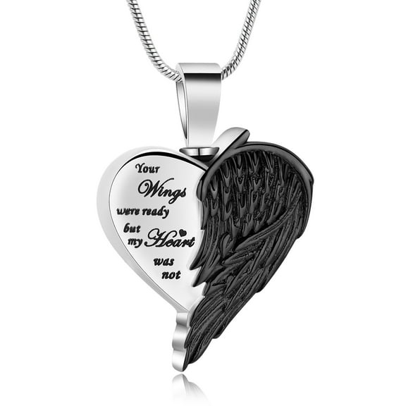 Angel Wings Urn Necklaces for Ashes for Women Heart Cremation Jewelry for Ashes Always in My Heart Keepsake Pendant Urn Locket