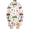 thumbnail image 2 of Wearable Oversized Blanket,Cartoon Tractors Pumpkins White Pattern Wearable Blanket Hoodie for Adults,Cozy Hooded Blankets with Super Pockets,Super Warm Fuzzy Pullover for Women & Men, 2 of 6