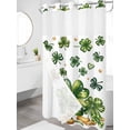thumbnail image 3 of No Hook Shower Curtain with Snap-in Liner, St Patrick's Day Shamrock Waterproof Fabric Bathroom Curtains, Lucky Four Leaf Gold Coin Green Bath Curtains & Mesh Top Window Narrow 36"x78", 3 of 9