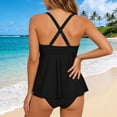 thumbnail image 4 of WEIGFI Women'S Tankini Sets 2 Piece Bathing Suit Swim Dress Top With Trunks Cheeky Swimwear Solid Color Spaghetti Strap V-Neck Elegant Summer Pool Trendy Vacation Beachwear,Black,L, 4 of 6
