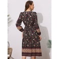 thumbnail image 3 of DARING DIVA Floral Elastic Waist Split A-Line Midi Dress XL Navy Blue, 3 of 6