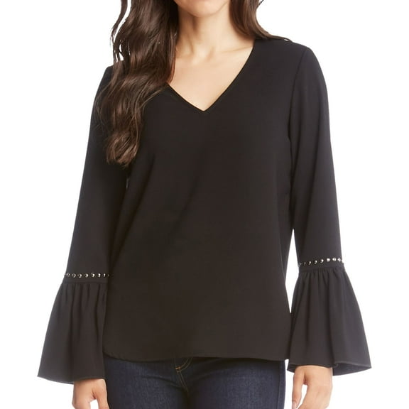Karen Kane Womens Studded Pullover Blouse, Black, Medium