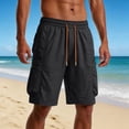 thumbnail image 3 of Beach Shorts for Men Summer Casual Elastic Waist Straight Leg Loose Fit Knee Length Cargo Shorts with Pockets, 3 of 6