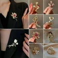 thumbnail image 5 of GKNET Fashion Pearl Flower Crystal Zircon Brooch Pin Charm Women Wedding Party Jewelry-Brooch#59, 5 of 9