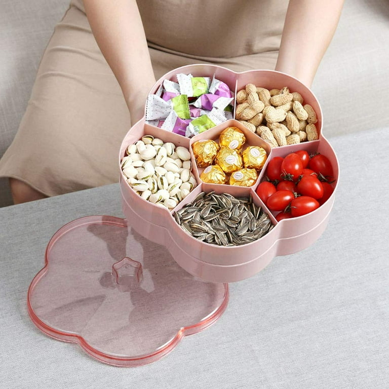 Divided Snack Serving Tray with Lid, Reusable Veggie Tray Snackle