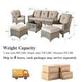 thumbnail image 5 of Ovios 6 Pieces Outdoor Furniture Set High Back All-Weather Wicker Patio Conversation Set with Ottomans & Solar Light Coffee Table, Beige, 5 of 11