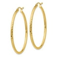 thumbnail image 2 of 14k Diamond-cut 2mm Round Tube Hoop Earrings, 2 of 3