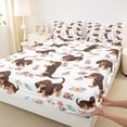 thumbnail image 3 of Feelyou Kawaii Brown Dachshund Twin Sheet Sets, Vintage Pink Rose Twin Fitted Sheet, Cartoon Dog Animal Flat Sheet, Lightweight Room Decor, 3 Pieces, 3 of 7