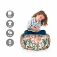 thumbnail image 2 of Botanical Storage Toy Bag Chair, Natural Theme Various Leaves Pattern Colorful Tropical Plants Print, Stuffed Animal Organizer Washable Bag, Small Size, Reseda Green and Salmon, by Ambesonne, 2 of 3