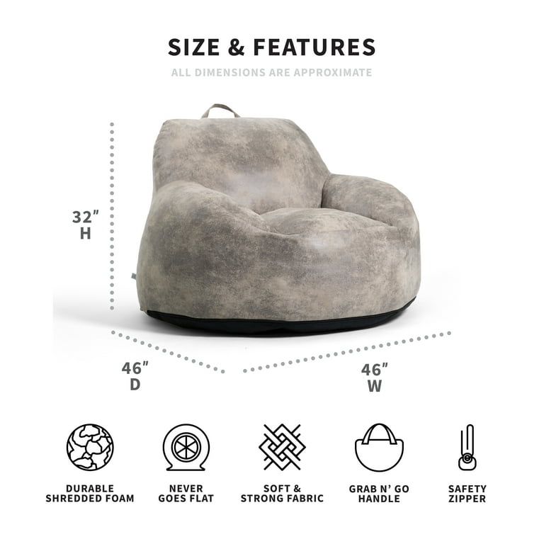 Big Joe Milano Large Blazer Bean Bag - Cement