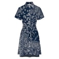 thumbnail image 5 of Paisley Bandana Pattern Womens Shirt Dresses Women'S Short Sleeve Dress Turn-Down Collar Dress A Line Casuall Dress Oversize(XS-6XL), 5 of 7