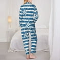 thumbnail image 5 of Kll Ocean On Striped Print Women'S Long Sleeve Pajamas With Pants Sleepwear Loungewear 2 Set-Small, 5 of 9