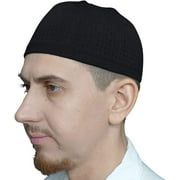 TheKufi® Black Cotton Stretch Knit Kufi Hat Muslim Prayer Cap Skull Cap Topi Head Cover