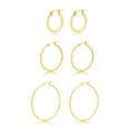 thumbnail image 1 of JeenMata Juego de 3 Deslumbrantes Aros Dorados para Mujer Chapados en Oro Amarillo, 1 of 5