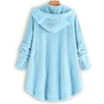 thumbnail image 3 of CALAFEBILA Women Button Coat Solid Tops Hooded Pullover Loose Sweater Blouse Plus Size, 3 of 5