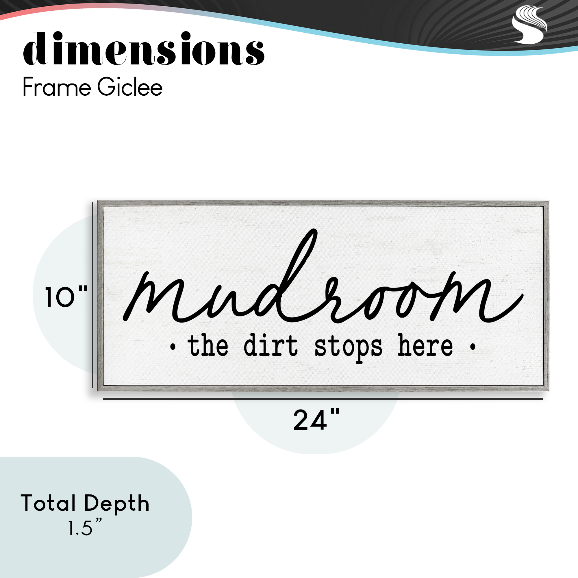 Mudroom Script Dirt Stops Here Gray Framed Giclee Art, design by Lettered and Lined