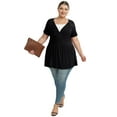thumbnail image 6 of UVPLove Women's Plus Size V Neck Casual Knit T-shirts Short Sleeve Blouse & Top,Black,2XL, 6 of 10