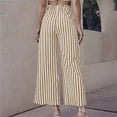 thumbnail image 4 of Wycnly Womens Palazzo Pants Palazzo Pants Women Vintage Slit High Waist Loose Wide Leg Long Pants with Belt Fashion Striped Print Lightweight Dress Pants Trousers Fall, 4 of 7