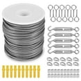 thumbnail image 1 of 30m x 2mm Wire Rope Wire Cable Rope Aircraft Cable Wire Rope with Cable Hooks Stainless Steel Turnbuckle Cord Hanging Kit Home Supplies, 1 of 9