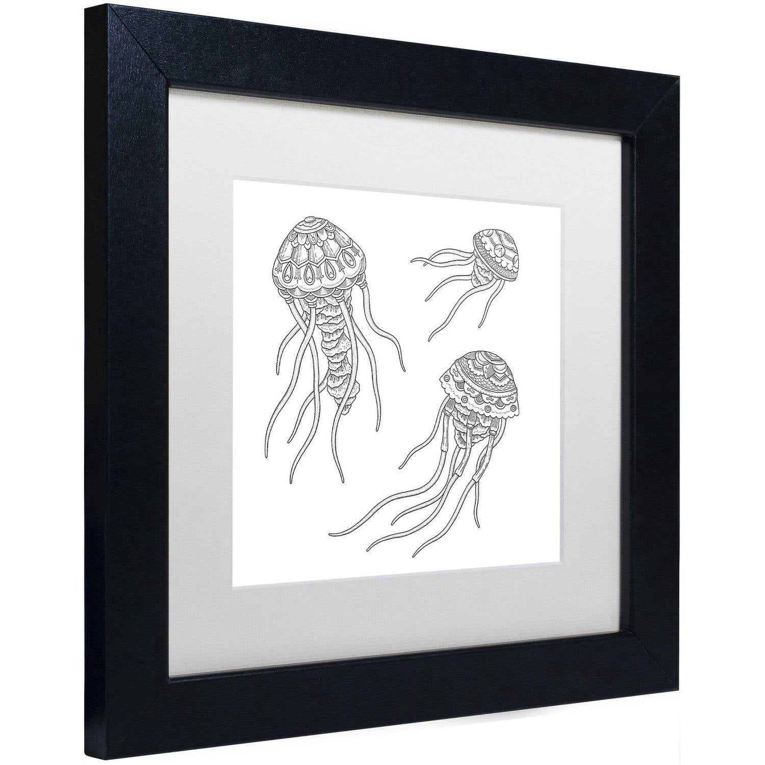 Trademark Fine Art 'Jellyfish Family' Canvas Art by Filippo Cardu White Matte, Black Frame