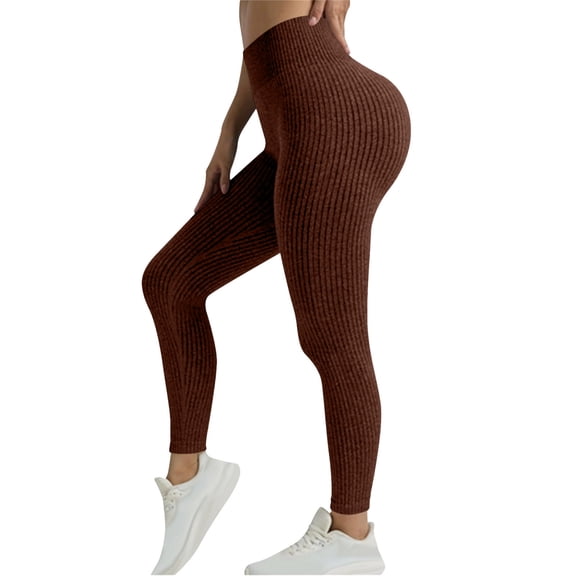 Gamivast Womens Workout Leggings Ribbed High Waisted Tights Stretchy Skinny Tummy Control Soft Leggings Casual Gym Everyday Pants