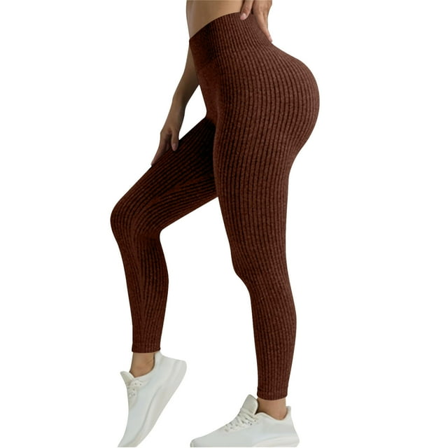 Pantalones de yoga para mujer, ajustados, de cintura alta, con realce de cadera, a rayas, con rosca, para uso externo.